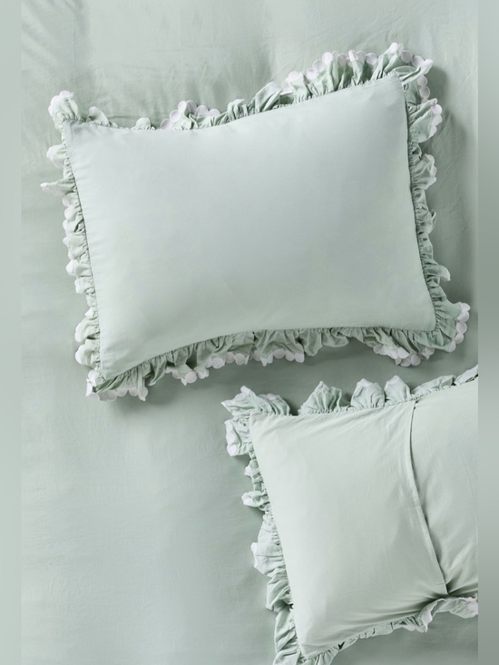Anthropologie Other - Anthropologie Maeve Liet Cotton Sateen Embroidered Shams, Set of 2, Sage Green